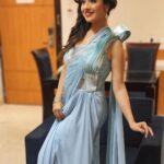 Paridhi Sharma Instagram - As you start to walk on the way, the way appears. Rumi #blue #dress #event #actress #banaras #posing Event By: @mallika_e_awadh Styled by @stylebyriyajn Outfit by @kmbykavita PR by @devampandeyofficial