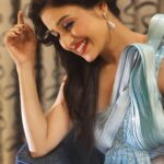 Paridhi Sharma Instagram - As you start to walk on the way, the way appears. Rumi #blue #dress #event #actress #banaras #posing Event By: @mallika_e_awadh Styled by @stylebyriyajn Outfit by @kmbykavita PR by @devampandeyofficial
