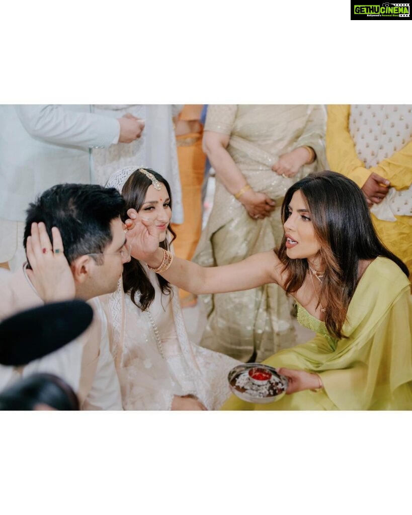 Parineeti Chopra Instagram - When you know, you know. One breakfast together and I knew - I had met the one. The most wonderful man whose quiet strength would be calming, peaceful and inspiring. His support, humour, wit and friendship are pure joy. He is my home. Our engagement party was like living a dream - a dream unfurling beautifully amidst love, laughter, emotion and loads of dancing! As we hugged those we loved dearest and celebrated with them, emotions overflowed. As a little girl in awe of princess stories, I had imagined how my fairytale would begin. Now that it has, it is even better than I had imagined. 💕