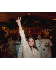 Parineeti Chopra Instagram - When you know, you know. One breakfast together and I knew - I had met the one. The most wonderful man whose quiet strength would be calming, peaceful and inspiring. His support, humour, wit and friendship are pure joy. He is my home. Our engagement party was like living a dream - a dream unfurling beautifully amidst love, laughter, emotion and loads of dancing! As we hugged those we loved dearest and celebrated with them, emotions overflowed. As a little girl in awe of princess stories, I had imagined how my fairytale would begin. Now that it has, it is even better than I had imagined. 💕