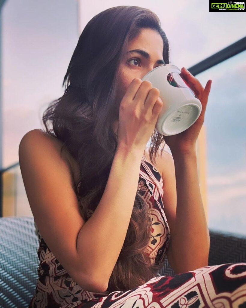 Parvathy Omanakuttan Instagram - Chai with a view … I am talking about my POV not yours 😜. On a serious note, it’s been a while since I have had the luxury to enjoy a good cup of Chai without the feeling of uneasiness and bloating. It has been a tough 4 months for me with managing my health and there is still a long way to go. Like my doctor says “Parvathy you are a work in progress”. If I have realised anything through this lifestyle change, it is that our body needs to be worshiped like a temple, we need to pay close attention to the signs our body is giving us and we need to absolutely respect the body’s synchronicity with nature; after all we too are made of the “Panchamahabhootas” or simply put The 5 elements - Earth 🌏, Fire 🔥, Wind 🌀, Water 💦 and Space 🌌. While I learn to unlearn my not so good habits, I can now enjoy a few of my indulgences once in a while, with utmost gratitude and the view this evening just made me realise how beautiful nature can be even in the chaos that we are surrounded with 😇 Onwards and upwards on this journey with Ayurveda 🌱 #ayurveda #yoga #ayurvedalifestyle #health #ayurvedic #healthylifestyle #ayurvedalife #wellness #ayurvedaeveryday #ayurvedicmedicine #natural #india #meditation #healthyfood #vegan #organic #fitness #ayurvedafood #skincare #healthy #beauty #nature #ayurvedatreatment #vata #kapha #pitta #herbalife #holistic-health #selfcare #love UAE