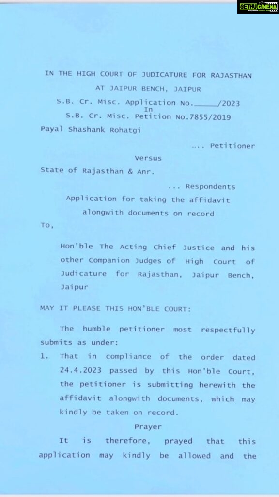 Payal Rohatgi Instagram - They told me I couldn’t that’s why I did. @ndtv check this before writing IMAGINARY news about the court proceedings. Never imagined @ndtv was a fringe news outlet 🤣 Affidavit and Documents submitted on record in Jaipur High Court but still no hearing on it for Stay Order on Trial Court Proceedings or Quashing of my FIR 🙏 #payalrohatgi #yogasehihoga #ladkihoonladhsaktihoon