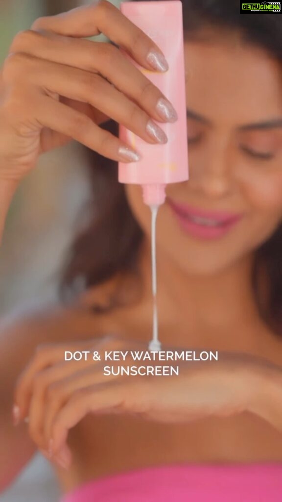 Priyanka Chahar Choudhary Instagram - The sunscreen I’ve been using & can’t get my hands off is the @dotandkey.skincare Watermelon cooling Sunscreen ✨ Infused with Watermelon to fight dullness, treat uneven skin tone & correct uneven skin texture. It’s the best hands-on sunscreen with SPF 50 PA+++ and gives a dewy finish without any white cast!! Check out their website for more amazing products. Use my code PCC15 for additional love 💝 #ad Location: @theresortmumbai