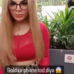 Rakhi Sawant Instagram - Rakhi Sawant broke her Gold IPhone 😰😱 @rakhisawant2511 #rakhisawant #rakhisawanth #reelsinstagram #reelsvideo #iphone #goldiphone