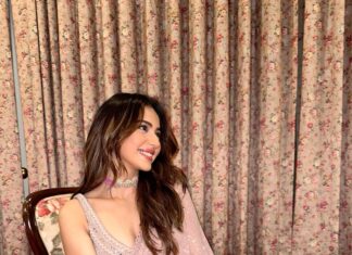 Rakul Preet Singh Instagram - For the love of blush and pink and all things pretty 💖 #timespowerwomenaward Outfit @sawangandhiofficial Jewellery @mayasanghavijewels Styled by @anshikaav Assisted by @roshiijain @bhatia_tanisha Makeup @im__sal Hair @aliyashaik28