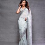 Rakul Preet Singh Instagram - Saree vibes 💙 #iwmbuzz awards 💙 Outfit @abhinavmishra_ Earrings @maiiarabymn Bracelet and Ring @anmoljewellers Styled by @anshikaav Assisted by @roshiijain @bhatia_tanisha Makeup @im__sal Assisted by @im.saklen Hair @aliyashaik28 Shot by @kaasastudio
