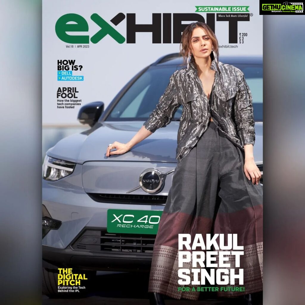 Rakul Preet Singh Instagram - 🌱🌎 It's time to make a change, and our April issue is here to help! Featuring Rakul Preet Singh ( @rakulpreet ) on the cover alongside the eco-friendly and high-performing @volvocarsin XC40 Recharge! We're diving into all things sustainable - from eco-friendly tech to sustainable cities around the world. Join us as we explore how we can make a positive impact on the planet. ♻️ Editor in chief: Ramesh Somani (@ramesh_somani) Featured car: @volvocarsin XC 40 Recharge Shot by: Avi Gowariker (@avigowariker) Styled by: Simran Kabra (@simran_kabra) Assisted by: Jinal Nagda (@jinalpnagda) Hair by: Aliya Shaik (@aliyashaik28 ) Make-up by: Salim Sayyed (@im_sal) Also, we're proud to share that all of Rakul's stunning outfits were consciously sourced and made from sustainable materials. Shirt : Rajesh pratap Singh (@rajeshpratapsinghworks) Pants : Payal Khandwala (@payalkhandwala) Boots : london rag (@londonrag_in) Earrings : outhouse (@outhousejewellery) Rings : shivan and naresh (@shivanandnarresh) #ExhibitMagazine #SustainabilityIssue #RakulPreetSingh #EcoFriendly #SustainableStyle #VolvoXC40Recharge