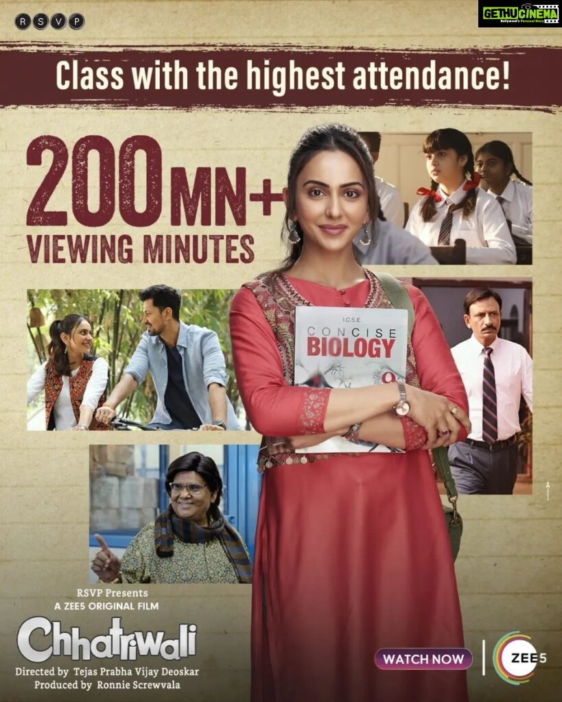 Rakul Preet Singh Instagram - The batch is just getting bigger by the minute! 💯 Attend #Chhariwali ki class on #ZEE5 today, streaming now. #ChhatriwaliOnZEE5