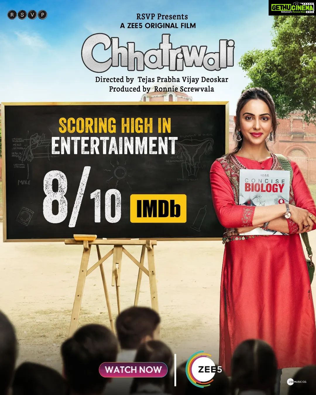 Rakul Preet Singh Instagram - From entertainment to education, scoring high in every aspect! Watch #ChhatriwaliOnZEE5 now. #ZEE5 @zee5 @rakulpreet @tejasdeoskar @sumeetvyas @satishkaushik2178 @rajeshtailang @prachee_shah_paandya @rivarora_ @dollyahluwalia @sanchit421 @iampriyadarshee @ronnie.screwvala @rsvpmovies @soniyeah22 @eshaanphadnis @Zeemusiccompany @manish_kalra_ @nimishalok #zee5global