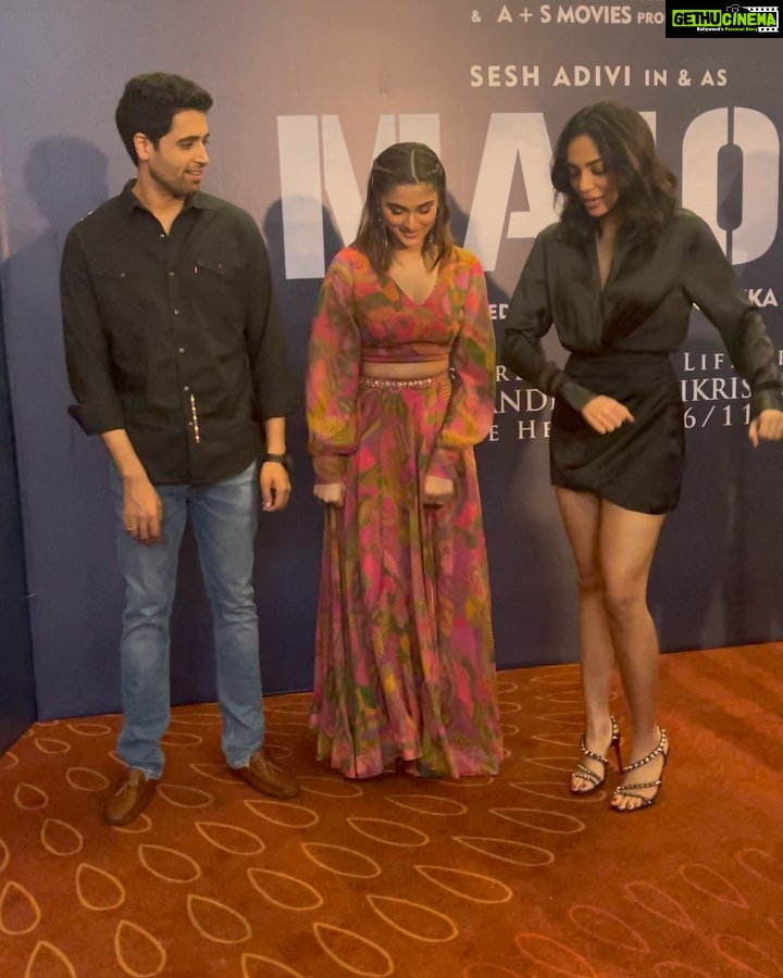 Saiee Manjrekar Instagram - One year to Major. A whole year. Uff how time flies…. An experience I will never forget and a story that will remain etched in my heart for life. I met @adivisesh a few days ago and he said I looked different and to that I just want to say I feel different too, after Major I feel more confident, more caring, and so much stronger and thank you for that, thank you for making me and giving me Isha, forever grateful. @joinprakashraj sir and @revathyasha ma’am for being so inspiring and kind. @sashikirantikka for being the most wonderful director one could ask for. Patient, calm, incredible. @gmbents @aplussmovies @sonypicsfilmsin @namratashirodkar @urstrulymahesh for giving this movie the platform and voice it needed and so much more. @sharathwhat for being the coolest producer and the most fun loving , crazy positive energy person ever. @sobhitad for being the kindest and wisest person I’d met in a long time and inspiring me. @khandelwal_neha for being there every step of the way. @rekhaboggarrapu for making it such fun to be on set and off set too. @vamsipatchipulusu for making the film look just perfection and obv having tons of fun on set. Vinvin and Dindin for the 2-3-4-5 punch system (they’re not real punches, metaphorical ones). Thank you to everyone, the cast, the crew, everyone involved❤ Last but not the least in the slightest, so much love and respect for Maj Sandeep, his parents, his story and everyone that has been part of it @mrinal_munnu @vinaysirigineedi @kodatipavankalyan @gabbarni ……… ps sorry if I missed anyone🥹❤