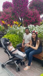Sayyeshaa Saigal Instagram - Mama and daddy on duty! @arianajofficial @aryaoffl ❤️❤️

#dubai#miraclegarden#flowers#baby#love#travel#instagood#reels#instagram