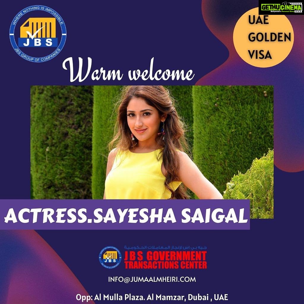 Sayyeshaa Saigal Instagram - Congratulations UAE GOLDEN VISA