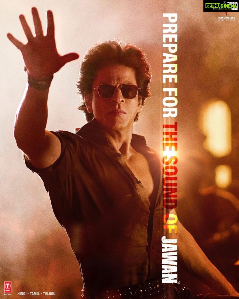 Shah Rukh Khan Instagram - The Sound of Jawan ! Song out today at 12:50pm ! #ZindaBanda (Hindi) #VandhaEdam (Tamil) #DhummeDhulipelaa (Telugu) #Jawan releasing worldwide on 7th September 2023, in Hindi, Tamil & Telugu.