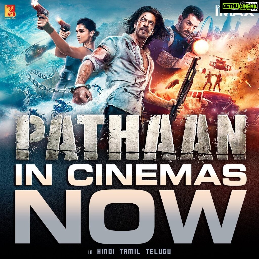 Shah Rukh Khan Instagram - #Pathaan is finally here... milte hai bade parde par! Book your tickets now- https://m.paytm.me/pathaan | https://bookmy.show/Pathaan Celebrate #Pathaan with #YRF50 only at a big screen near you, in Hindi, Tamil and Telugu. @deepikapadukone | @thejohnabraham | #SiddharthAnand | @yrf