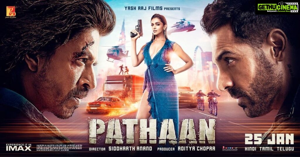 Shah Rukh Khan Instagram - Right vs Wrong, Good vs Evil - they are two sides of the same coin. Experience the epic clash of two brutal forces in #PathaanTrailer now! Celebrate #Pathaan with #YRF50 only at a big screen near you on 25th January. Releasing in Hindi, Tamil and Telugu. @deepikapadukone | @thejohnabraham | #SiddharthAnand | @yrf