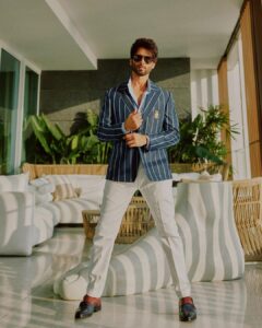 Shahid Kapoor Instagram - BLUE DADDY

Shot by: @mayank_mudnaney 
Makeup: @james_gladwin_ 
Makeup assistant: @mahendra.kanojia 
Hair by: @aalimhakim
Hair assistant: @shahrukhshaikh9519 
Outfit: @snbyshantanunikhil
Sunglasses: @prada @turakhiaopticians
Style by: @styledbychandani @style.cell 
Style team: @thecrazy_fattygirl
Dressman: @thebombaydressman 
Managed by: @chanchal_dsouza 
Digital agency: @59thparallel 
Security: @parvez_pzee 
PR agency: @think_talkies