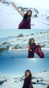 Soundariya Nanjundan Instagram - A surreal moment frozen in time, adorned in a snow-kissed saree.\