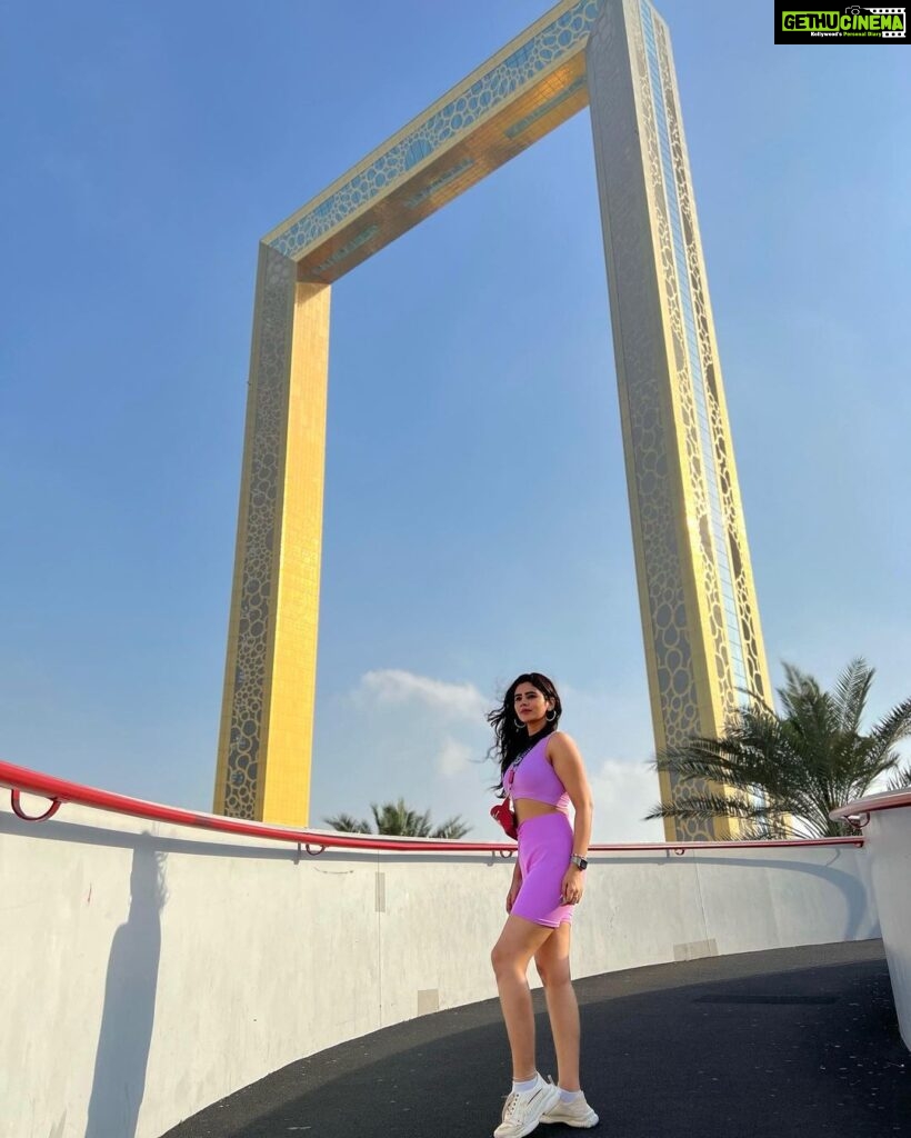 Soundariya Nanjundan Instagram - Finding the perfect angle in the Dubai Frame 🖼️ 💜 The ultimate backdrop for a picture-perfect moment @dubaiframe 📸- @bhoopalm_official Outfit- @hm 💼- @guess #styledbyme 💜 💜 💜 💜 💜 💜 #soundariyananjundan #dubaiframe #dubai #uae #dubailife #love #fashion #instagram #instagood #india #travel #photography #dubaifashion #dubailifestyle #uae🇦🇪 #kannadiga #chennai #outfit #followforfollowback #likesforlike #instalike #travelphotography #destination #purple #ootd #photography #fashionblogger #blogger #influencer #model Dubai Frame برواز دبي