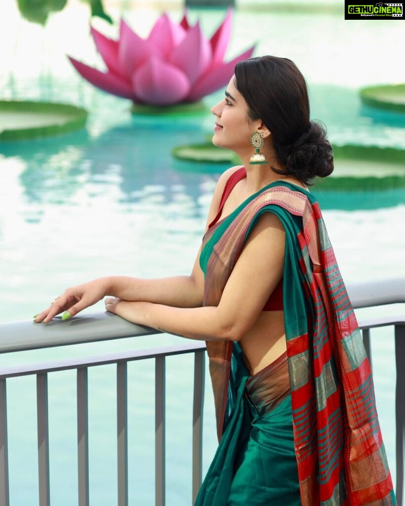 Soundariya Nanjundan Instagram - Graceful in the Lotus's embrace 🪷 🪷 📸- @bhoopalm_official Saree- @thenmozhidesigns Styledbyme✨ 🪷 🪷 🪷 🪷 🪷 #soundariyananjundan #lotus #sarees #saree #sareelove #fashion #flowers #followforfollowback #like #instadaily #sareelovers #sareesofinstagram #ethnicwear #sareeblouse #silksarees #sareefashion #silksaree #indianwear #sareeindia #instagram #silk #indianfashion #sareedraping #traditional #designersarees #sareecollection #india #sareelover #sareestyle #sareeblousedesigns