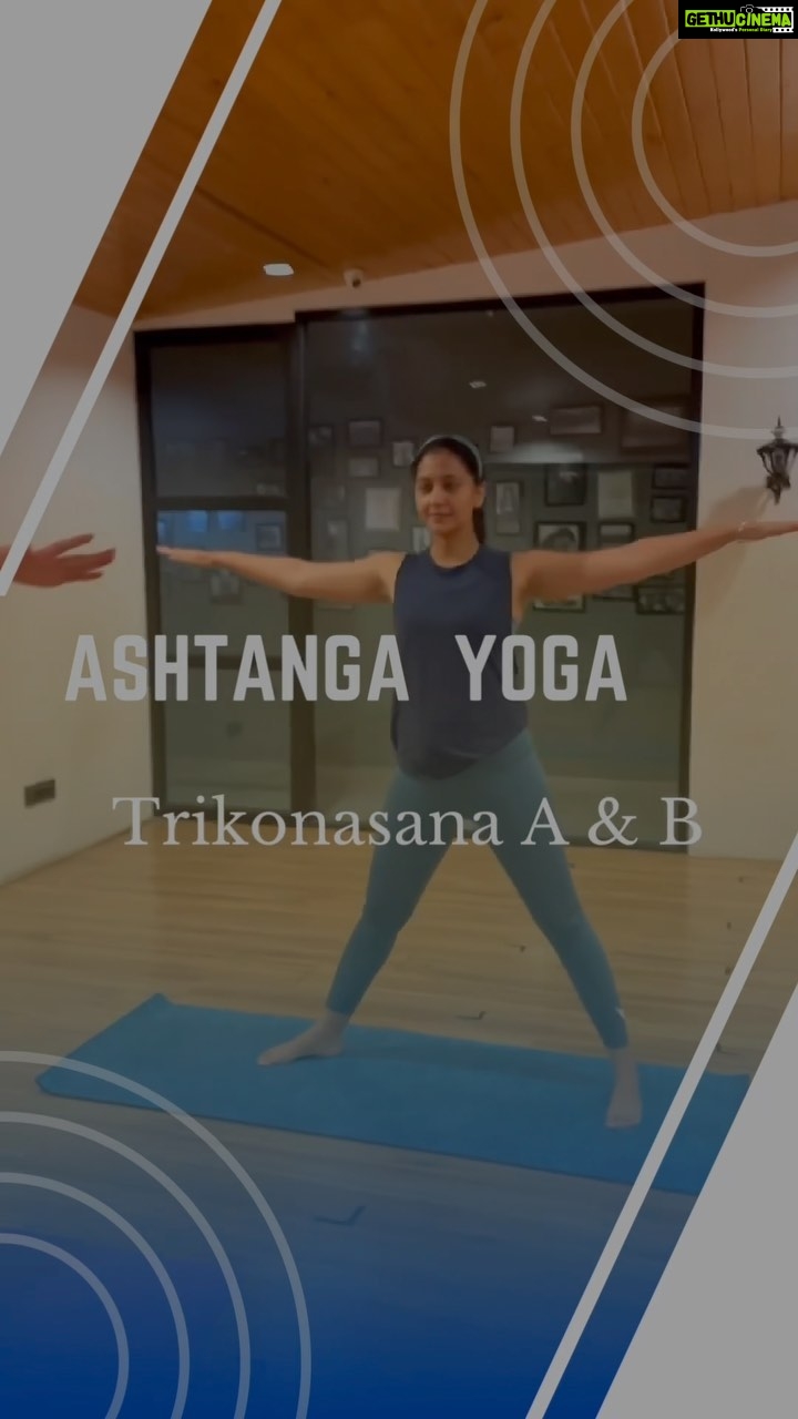 Tejashree Pradhan Instagram - “Unleashing the power of Trikonasana A & B! 🌟🧘♀️ Embrace the strength and flexibility within, finding balance and grounding through these beautiful yoga poses. #YogaJourney #TrikonasanaA #TrikonasanaB #BalanceAndFlexibility #YogaFlow 🌿🌞”