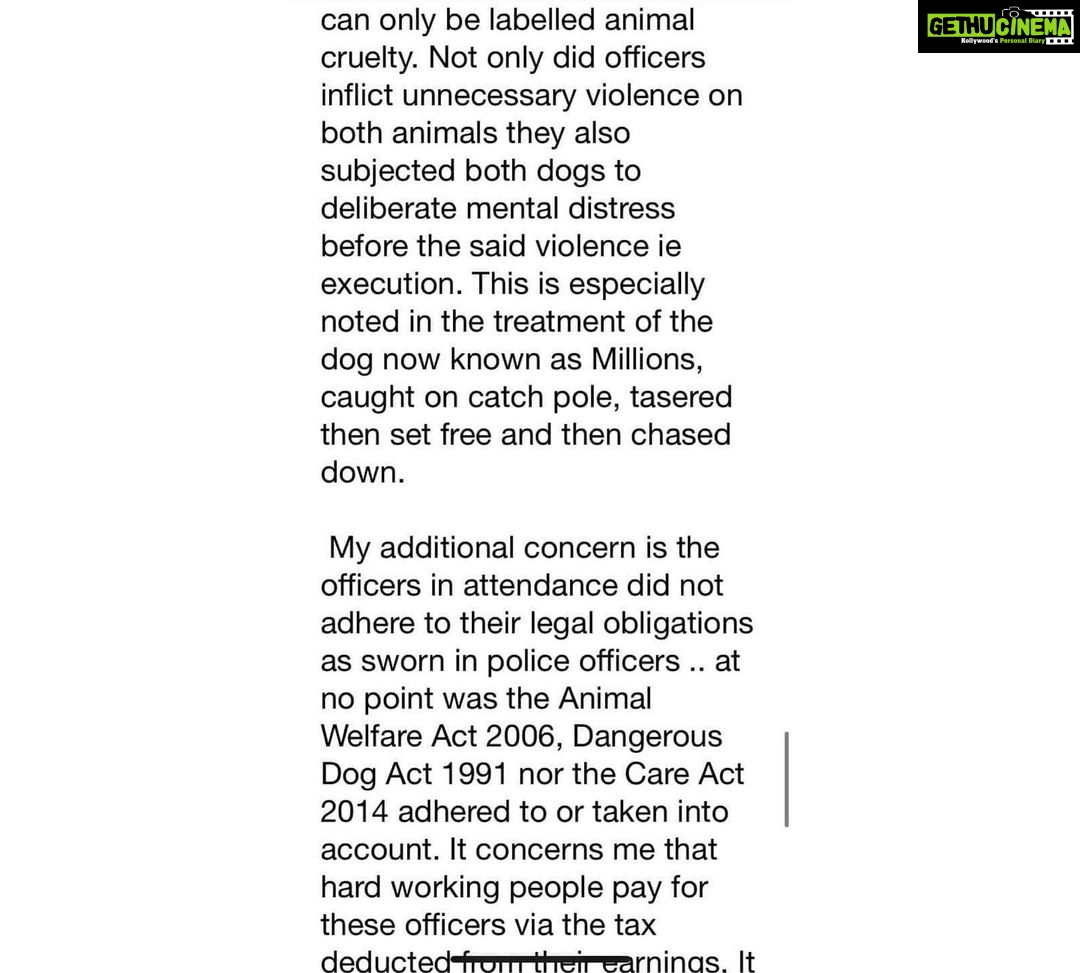 Vedhika Instagram - Swipe to read πOne month back on the 7th of May two Innocent dogs were brutally executed by 9 merciless officers of @metpolice_uk for no reason. This letter from Ms Vikki Marland to Mr Mark Rowley Commissioner of Police of the Metropolis speaks for all the people worldwide who are left traumatised questioning the horrific events of the day with regards to Louie Turnbull and his two harmless and well behaved dogs. Kindly read and share. π#JusticeforMarshallandMillions @policeconduct @AnimalRising @MercyForAnimals @rspca_official