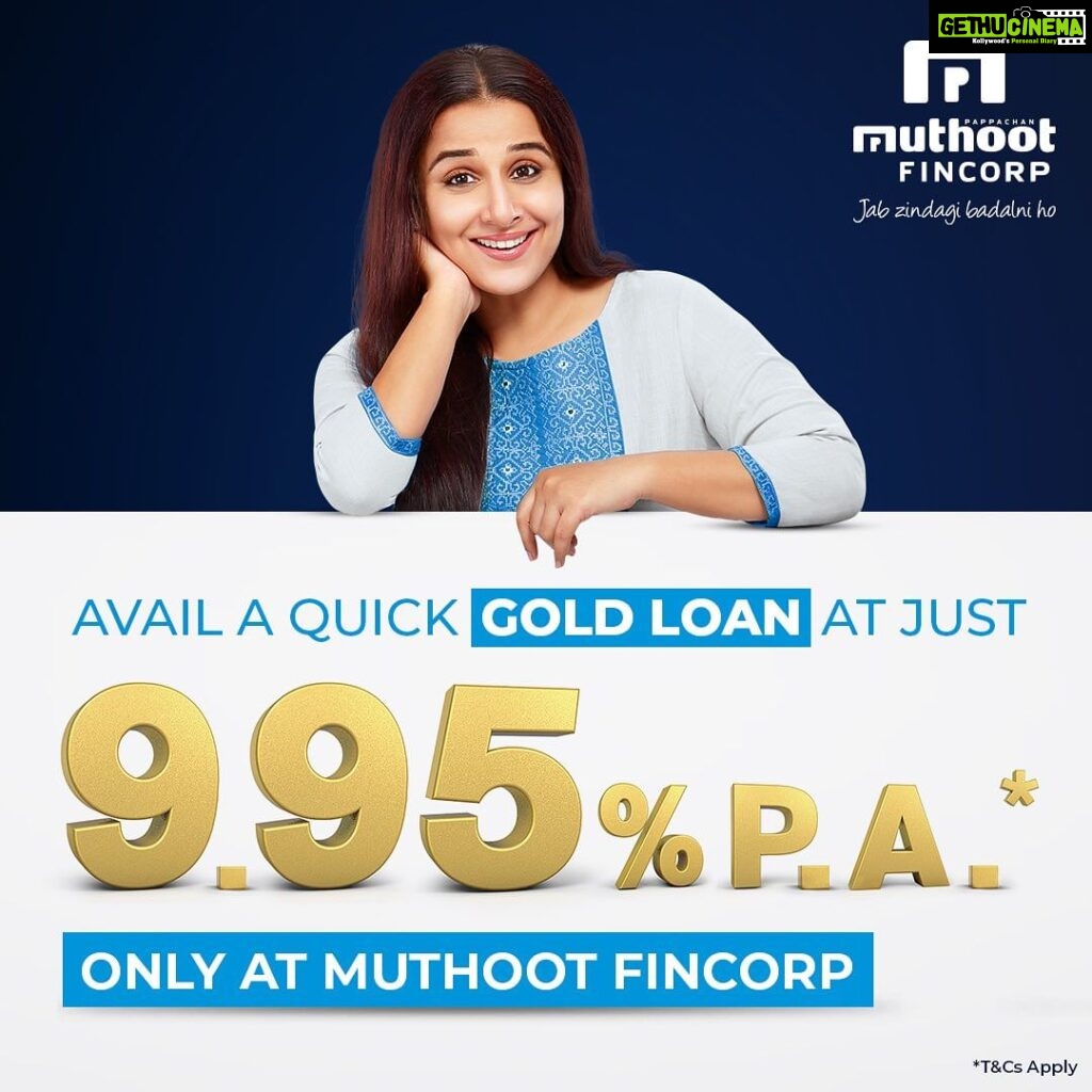 Vidya Balan Instagram - 11… 10…9! We all love counting backwards, especially when it's for interest rates! 🫶 Get hassle-free gold loans at Muthoot FinCorp. Visit your nearest branch today! #MuthootPappachanGroup #MuthootFinCorp #BlueSoch #Ad