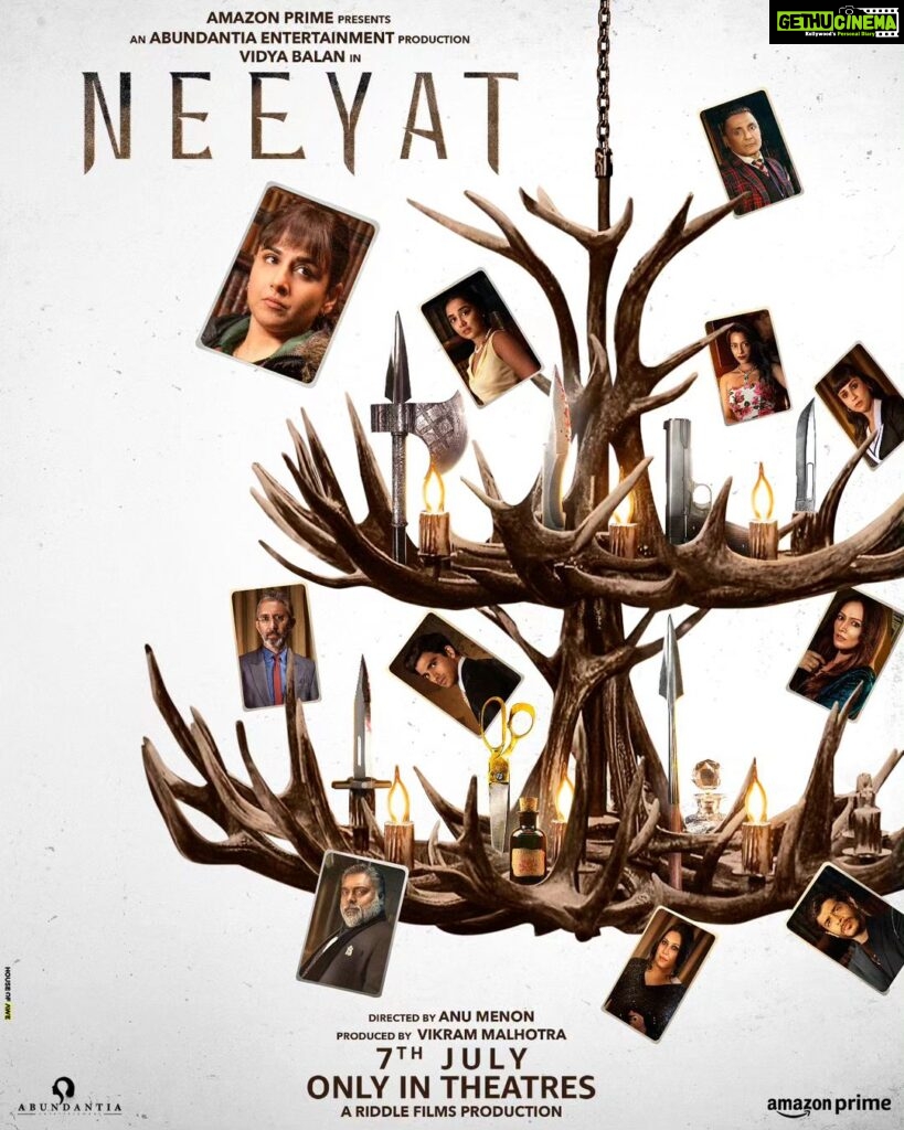 Vidya Balan Instagram - Motives will be revealed! Secrets will shock! #Neeyat releases on 7th July 2023 only in theatres. @directormenon @ivikramix @primevideoin @iamramkapoor @rahulbose7 @neerajkabi @shahanagoswami @amupuri @dipannitasharma @niki_walia @shashank.arora @mostlysane @danesh.razvi @madhav_deval @ishikaamehraa @priyav24 @kausarmunir @advaita.kala #GirvaniDhyani @eeshadanait