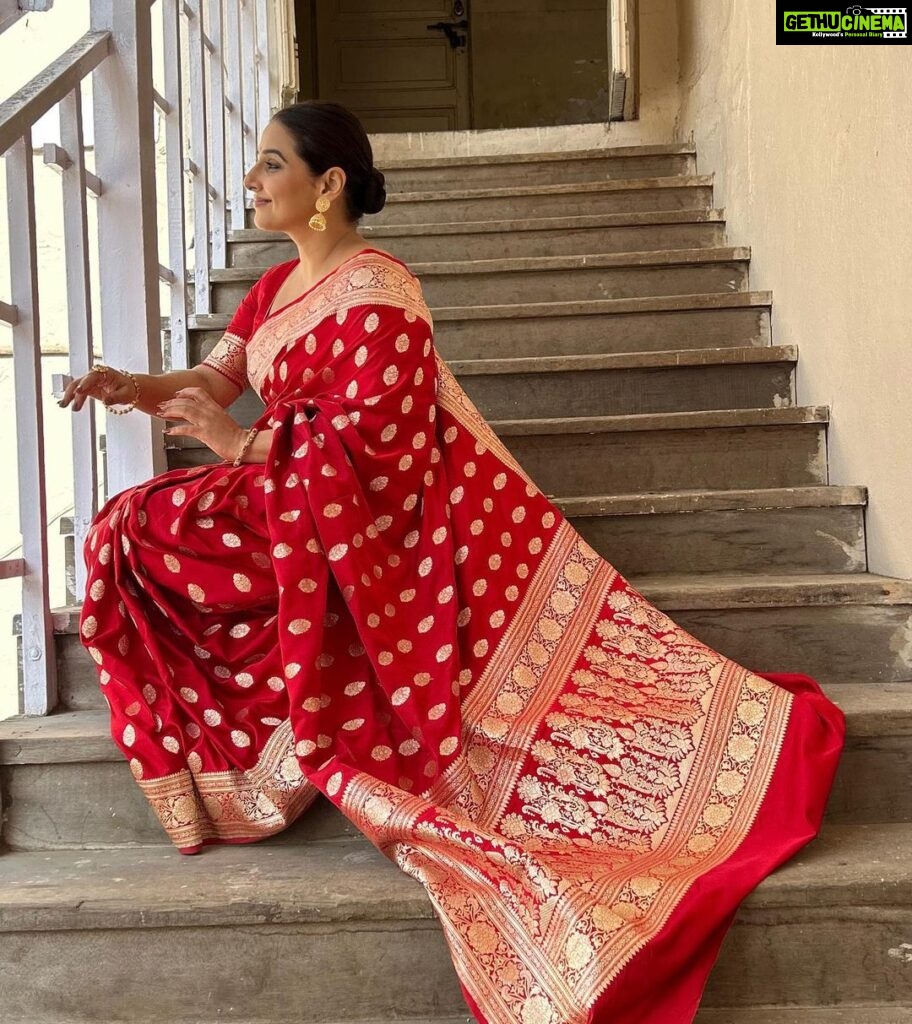 Vidya Balan Instagram - Sari, stairs ahead ❣🤪 Sari: @silkmarkindia