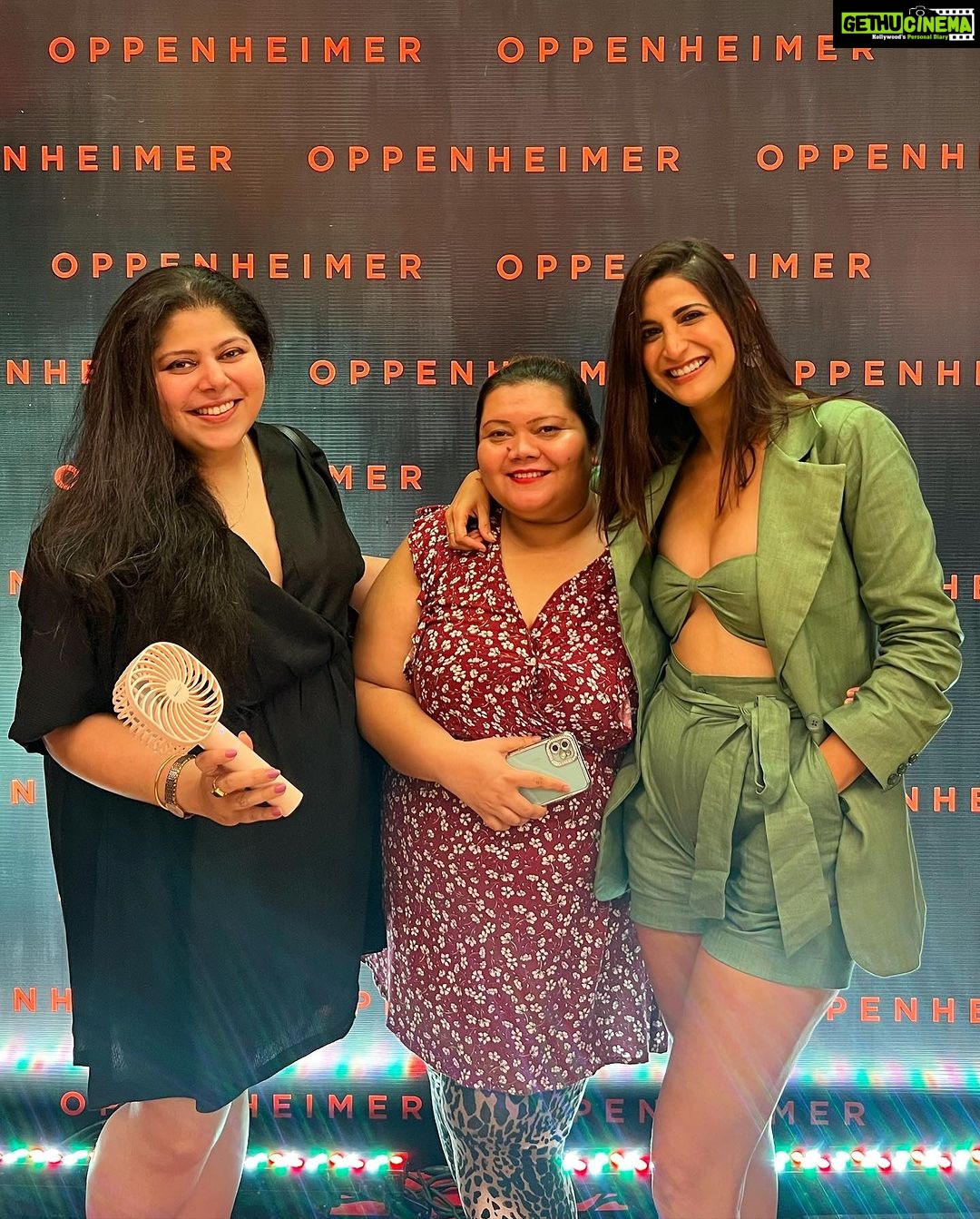Aahana Kumra Instagram - In a world full of noisy stories, we witnessed an important film last night that changed the course of the history of mankind. Oppenheimer is a rare film. An important film of our times. Christopher Nolan and Cillian Murphy tell us a story of a man disillusioned by his sheer genius. A man who gifted the world destruction and ended up with blood on his hands. It reminded me of the time I visited Hiroshima atomic bombing site in 2016. And saw the destruction with my own eyes. Nolan has yet again slapped us all with a story that makes you question mankind and how we thrive on destruction. It’s our truth. And nothing can change it. Oppenheimer : a must watch. Swipe right ➡️ to see the images of the atomic bombing site in Hiroshima from my archives. Outfit : @khhouseofkhaddar Styling : @juhi.ali Also thanks doston @mumbaigirl14 @stuteeghosh @russelolaff @divyasolgama for waiting patiently with me for three hours before the film actually began and @nikhil_._arora for making it in 20 mins to watch this sheer genius!! Thank you @pvrcinemas_official for the invite! #oppenheimerpremiere #oppenheimer . . . . #christophernolan #cillianmurphy #premier #aboutlastnight #premiernight #aahanakumra PVR Icon, Phoenix Mills, Lower Parel