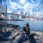 Aarthi Instagram - Can we just skip to the part of my life where I travel the world? ☁️ ☁️ ☁️ ☁️ #wanderluster #solofemaletraveller #nycphotography #brooklynbridgeskyline #nycfashion #coldbutphotosfirst #lovefornewyork DUMBO, Brooklyn