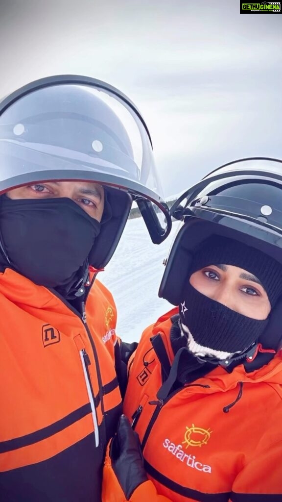 Aarthi Instagram - Just a few desi’s snow mobiling on a frozen Lapland lake !! ❄🧡 Levi, Finland