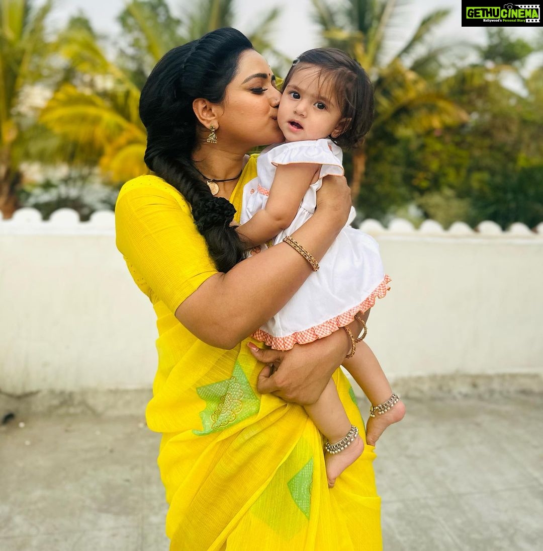 Aashika Padukone Instagram - Happy Birthday my doll 😘♥️ #gayatripapa #birthdaygirl #trinayani #zeetelugu #1stbday #realbirthday