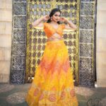 Aashika Padukone Instagram - But she’s looking at you 🧡 PC: @sa7_photography MUH: @shaanvi_s_makeover Designer: @ishas_by_prasuna Location: @thenawabsgarden . .