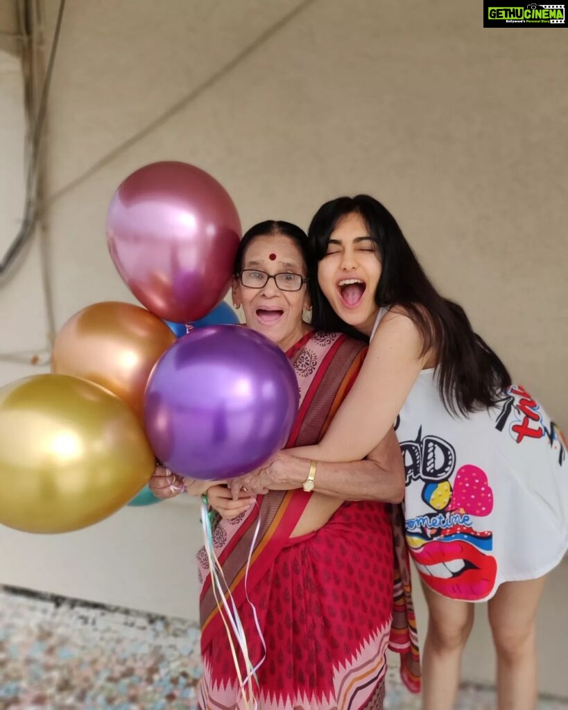 Adah Sharma Instagram - Happy 19th birthday Paati ❤️Haan haan 19 not 90 !!! My inspiration, my biggest fan , most positive human I know , bravest most daring woman, chocolate addict , strictest teacher to all humans but everything I do is forgiven 🤣❤️ Pics by my Amma📸 (paati ki beti) #PaatiKaBirthdayMonth #PartyWithPaati