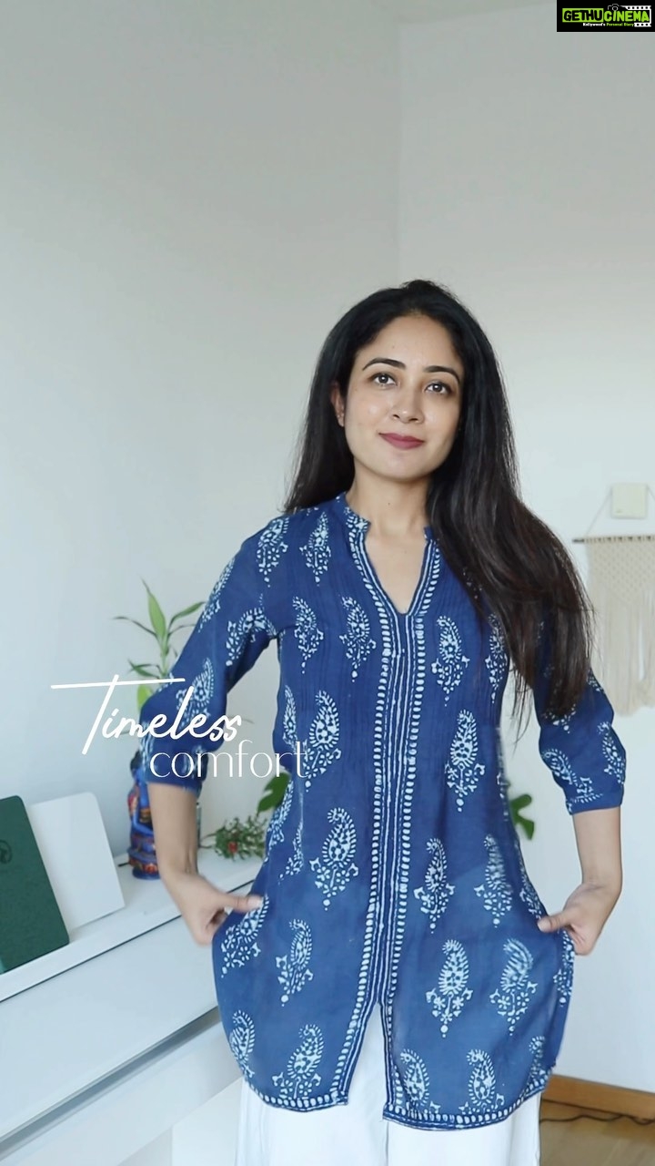 Aditi Chengappa Instagram - Do you agree? Cannot think of a more comfortable outfit 😍 and yes this is how much I dress up just to have a cup of tea 😁 also -this song never gets gold💙 . . . #grwm #grwmreel #ootd #indianwear #ethnic #indiangirl #indiangirls #indiansingermany #expatsingermany #mode #effortlesschic #berlin #berlingirl #berlincity Berlin, Germany