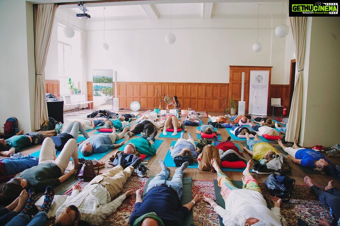 Aditi Chengappa Instagram - It was an incredible experience conducting workshops at the Namaste Berlin event presented by @thetagorecentre, Embassy of India, Berlin in collaboration with @kultursommerfestival.berlin The Sound Therapy session felt magical at the very special venue- St Elizabeth Kirche, and saw a large group of people swiftly fall into a deep state of meditation. This was followed by a fun-filled, energetic children's yoga workshop for the most adorable set of students i've ever taught! photos by @rishabh_cha . : : #indiansinberlin #indiaingermany #expatsinberlin #berlinevents #exploreberlin #namasteberlin #yogateachers #yogapractice #childrensyoga #soundtherapy Berlin, Germany