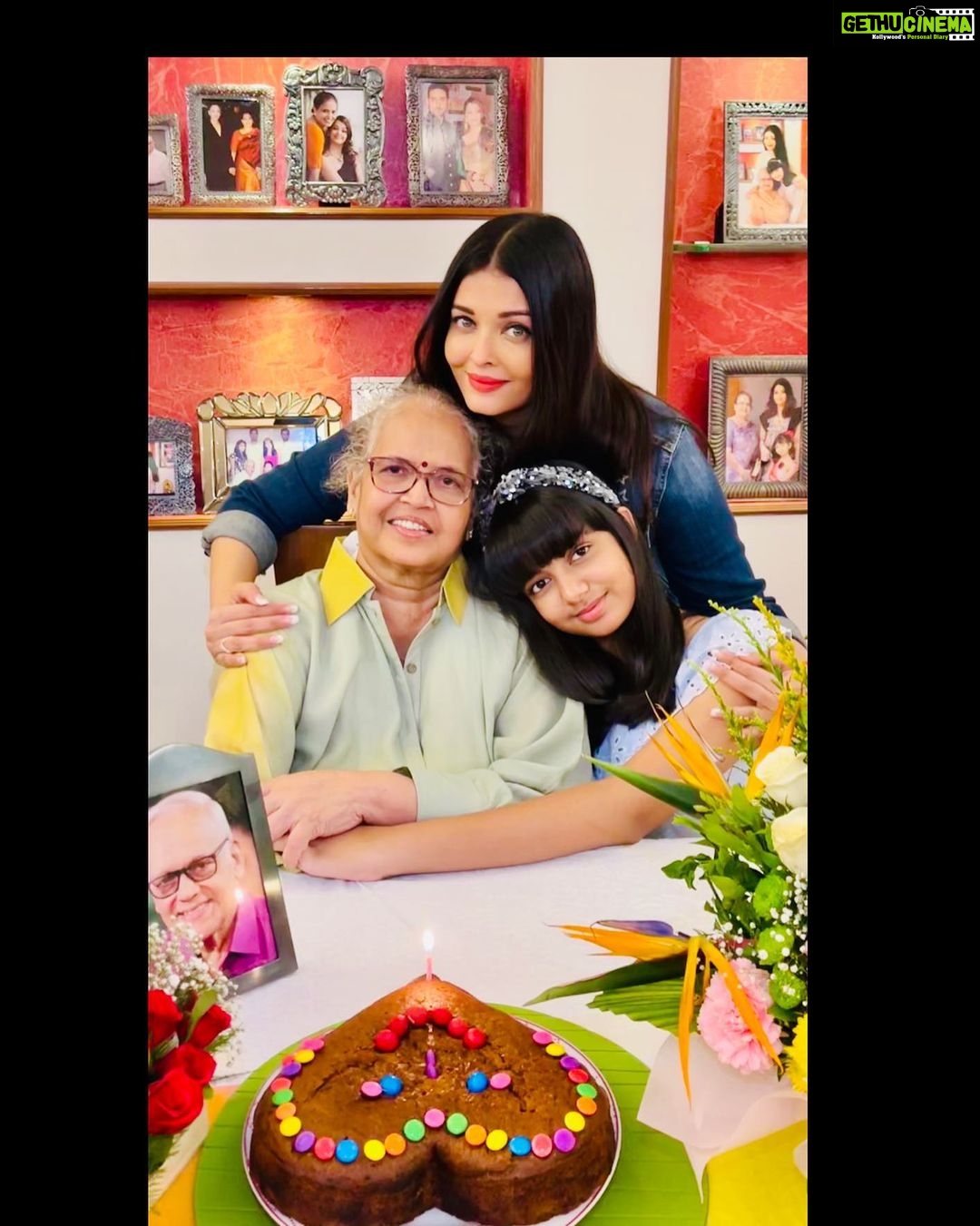 Aishwarya Rai Instagram - 🥰DEAREST DARLING MOMMYYY- DODDAAA🥰❤️✨ HAPPY BIRTHDAY 🎂🎊💐🌹and LOVE YOU❤️💝💖💗💕GOD BLESS YOU ALWAYS WITH MUCH HAPPINESS, PEACE, BEST HEALTH, JOY, BLISS, LOVE ❤️AND ALL HIS TRUEST BLESSINGS❤️💖💝💗💕🧿🌈✨