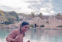 Aishwarya Rajesh Instagram - Beautiful experience watching n playing with Dolphins @seaworldaus Thanks @pickyourtrail for quick arrangements 😍