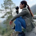 Aksha Pardasany Instagram – Just a girl. Sitting on a mountain. Having chai ❤️