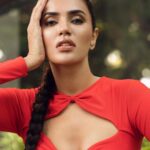 Akshara Gowda Instagram - Your’s Truly ❤️ Shot by @prachuprashanth Outfits and styling by @chaitanyarao_official Makeup by @reenapaiva Hair by @venki_hairstylist Nails by @borabaythesalon Location courtesy @crowneplazachn Special thank you to the team @_ayusheesays @projjwalghosh #aksharagowda #stylishtamilachi #aksharagowdabikki #stylishtamizhachi #chennai Crowne Plaza Chennai Adyar Park