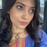 Ammu Abhirami Instagram – Random car selfie dump💜
Outfit @tamarachennai 
Jewellery @made_for_hers