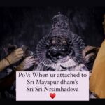 Anagha Bhosale Instagram – Just by taking the lord’s Darshan one can purify oneself, please everyone take Darshan 
Just soo attached to Mayapur’s Narsimha devji 🥹♥️🦚
#narsimhadev #abhishekam