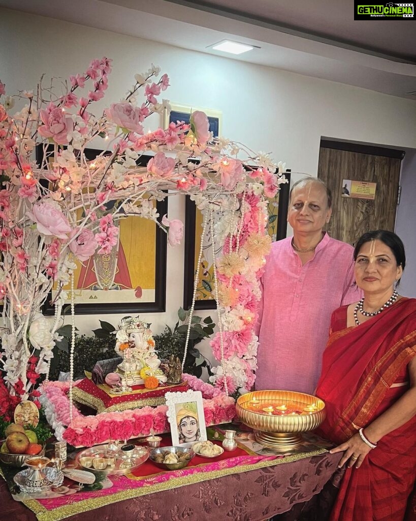 Anagha Bhosale Instagram - Happy Ganesh Chaturthi 2023 Bappa is the lord of new beginnings & auspiciousness let’s pray that all the obstacles which are present in our Krishna Bhakti /services may get destroyed & we continue to serve Hari & Radha Rani with all our hearts #hkrr #bappa2023 #family