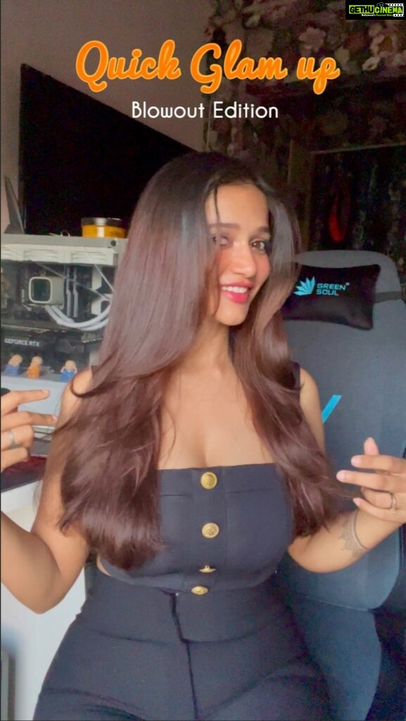 Anaika Soti Instagram - A quick hair styling routine before i head out Products used- Serum- Kerastase Heat protectant- Olaplex no.7 bonding oil :) #beautyvideo #lifestyle #hair #blowout #fashion #trending #makeup #beautyreels #viralreels