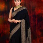 Ananya Instagram - 🖤❤️🧿 Stylist: @sabarinathk_ Saree: @milandesignkochi Jewellery: @meralda.jewels Mu: @abilashchickumakeupartist 📸: @jeo_jomey Studio: @maxxocreative
