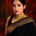 Ananya Instagram - 🖤❤️🧿 Stylist: @sabarinathk_ Saree: @milandesignkochi Jewellery: @meralda.jewels Mu: @abilashchickumakeupartist 📸: @jeo_jomey Studio: @maxxocreative