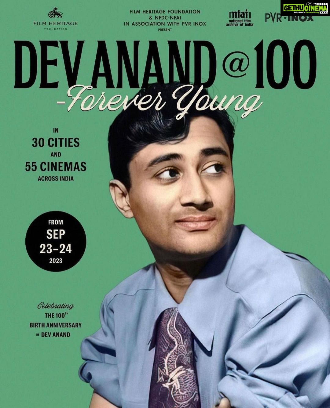 Anil Kapoor Instagram - Dev Anand ke baare mein hum and tum kya kahein jab tareef bhi unke saamne sharma jati thi... In my best moments and my worst, I seek out his songs and movies and they still have the power to brighten up my day... Forever Young is truly an apt title for this legend who will 'Guide' our hearts forever!