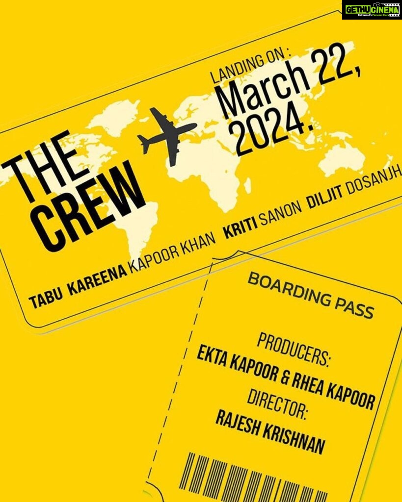 Anil Kapoor Instagram - The CREW will see you onboard on March 22nd, 2024! @tabutiful @kareenakapoorkhan @kritisanon @rajoosworld @ektarkapoor @rheakapoor 🤗♥️ @anujdhawan13 India