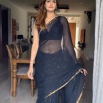 Arthi Venkatesh Instagram - I could live in black 🖤 Look 1 Top: @hunkemollerindia Trouser: @zara Look2 Saree @suta_bombay