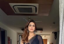 Arthi Venkatesh Instagram - I could live in black 🖤 Look 1 Top: @hunkemollerindia Trouser: @zara Look2 Saree @suta_bombay